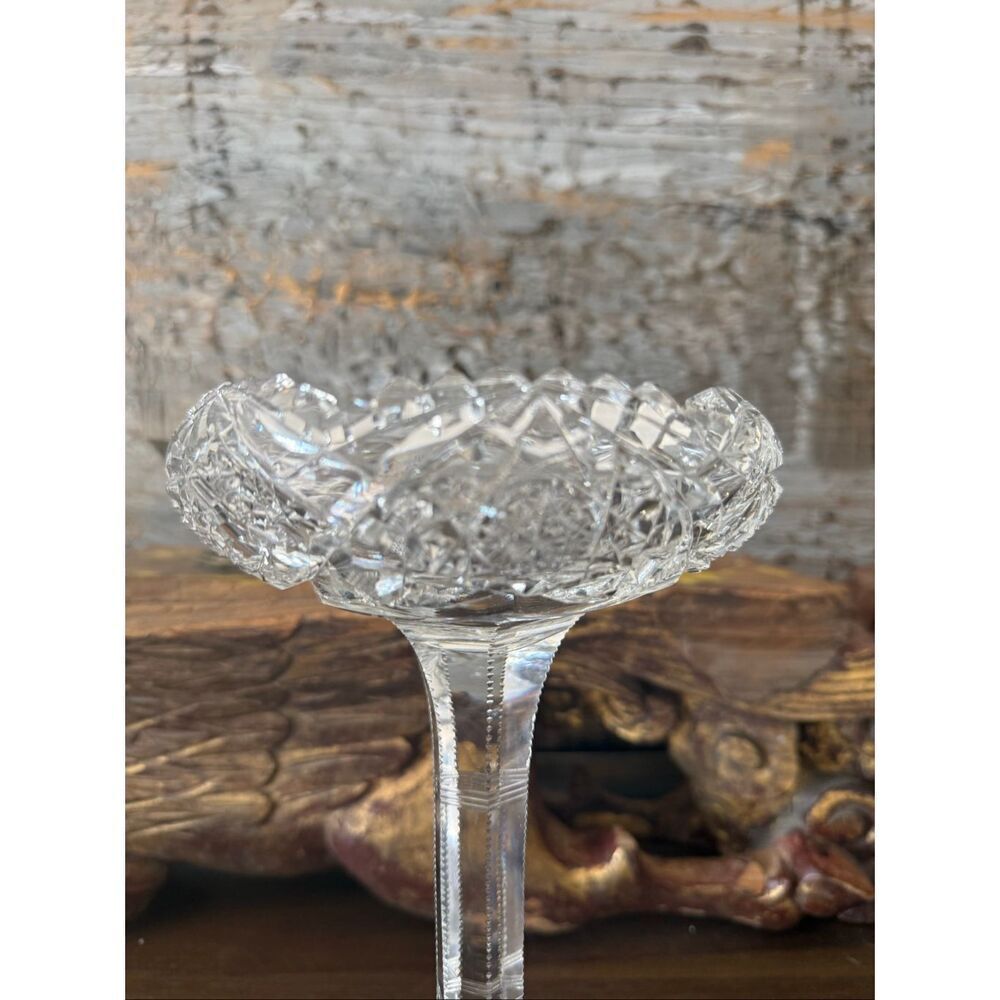 Elegant antique American Brilliant Period–style cut crystal compote heavy - Picture 2 of 9